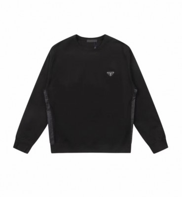 프라다 남자 크루넥 블랙 맨투맨 - Prada Mens Black Tshirts 