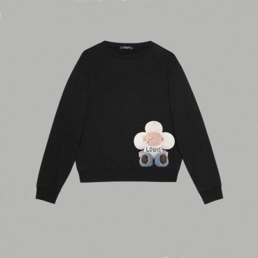 루이비통 남/녀 블랙 맨투맨 - Louis vuitton Unisex Black Tshirts 