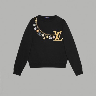 루이비통 남/녀 블랙 맨투맨 - Louis vuitton Unisex Black Tshirts 