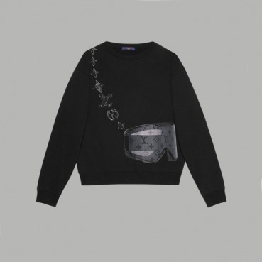 루이비통 남/녀 블랙 맨투맨 - Louis vuitton Unisex Black Tshirts 
