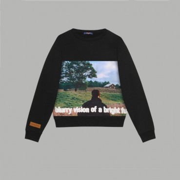 루이비통 남/녀 블랙 맨투맨 - Louis vuitton Unisex Black Tshirts 