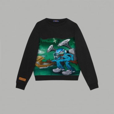 루이비통 남/녀 블랙 맨투맨 - Louis vuitton Unisex Black Tshirts 
