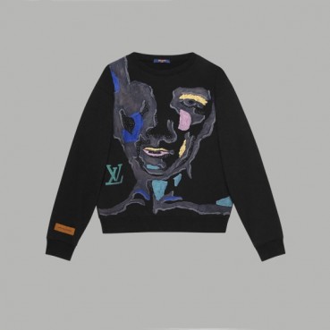 루이비통 남/녀 블랙 맨투맨 - Louis vuitton Unisex Black Tshirts 