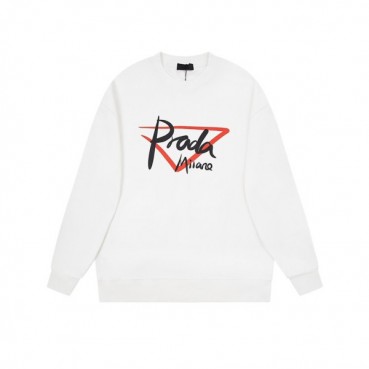 프라다 남자 크루넥 화이트 맨투맨 - Prada Mens White Tshirts 