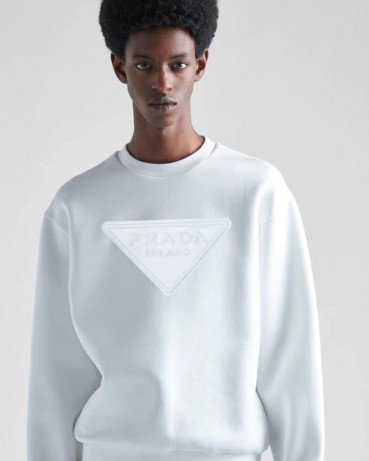 프라다 남자 크루넥 화이트 맨투맨 - Prada Mens White Tshirts 