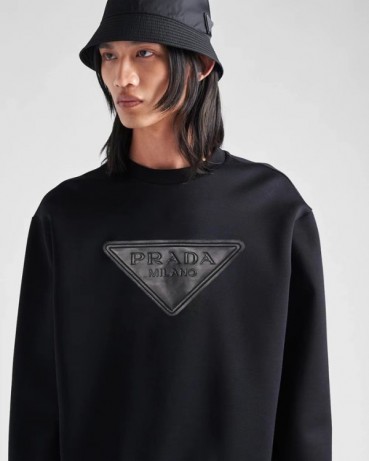 프라다 남자 크루넥 블랙 맨투맨 - Prada Mens Black Tshirts 