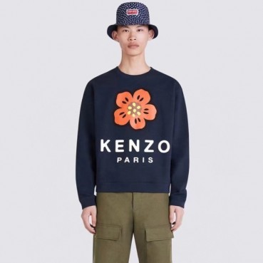 겐조 남/여 캐쥬얼 네이비 맨투맨 - Kenzo Unisex Navy Tshirts 
