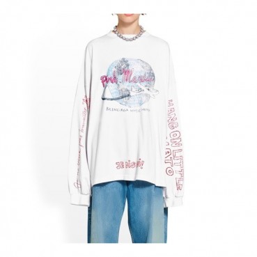 발렌시아가 남/녀 화이트 맨투맨 - Balenciaga Unisex White Tshirts 