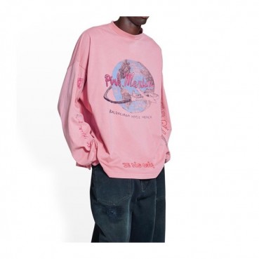발렌시아가 남/녀 핑크 맨투맨 - Balenciaga Unisex Pink Tshirts 