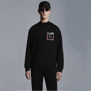 몽클레어 남성 블랙 크루넥 긴팔티 - Moncler Mens Black Tshirts 