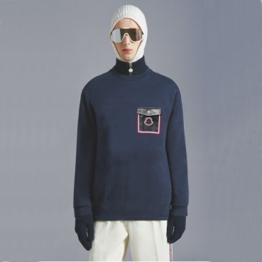 몽클레어 남성 네이비 크루넥 긴팔티 - Moncler Mens Navy Tshirts 