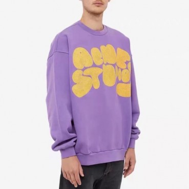 아크네 남/녀 퍼플 크루넥 맨투맨 - Acne Unisex Purple Tshirts 