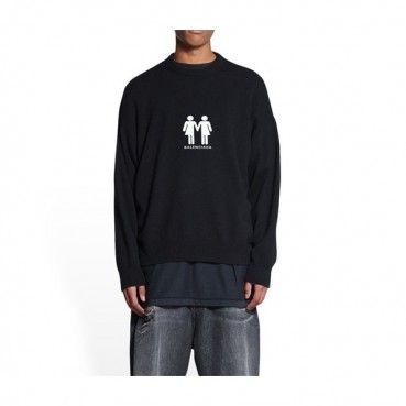 발렌시아가 남성 블랙 맨투맨 - Balenciaga Mens Black Tshirts 