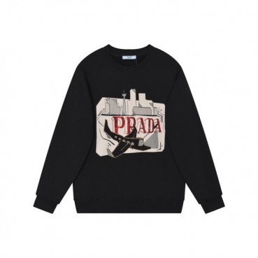 프라다 남성 크루넥 블랙 맨투맨 - Prada Mens Black Tshirts 
