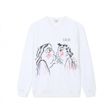 디올 남/녀 클래식 화이트 맨투맨 - Dior Unisex White Tshirts 