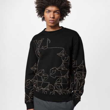 루이비통 남성 모던 블랙 맨투맨 - Louis vuitton Mens Black Tshirts 