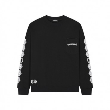 크롬하츠 남성 블랙 맨투맨 - Chrome Hearts Mens Black Tshirts 