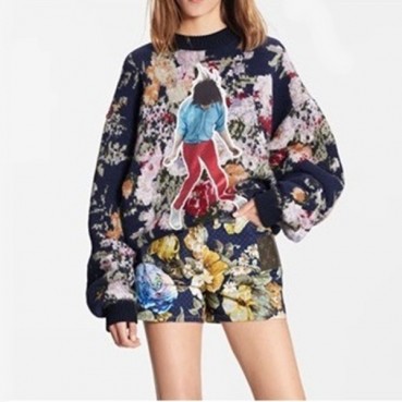 루이비통 여성 모던 블루 맨투맨 - Louis vuitton Womens Blue Tshirts 