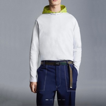 몽클레어 남성 화이트 크루넥 긴팔티 - Moncler Mens White Tshirts 