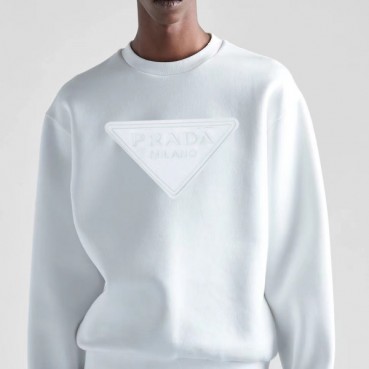 프라다 남/녀 크루넥 화이트 맨투맨 - Prada Unisex White Tshirts 