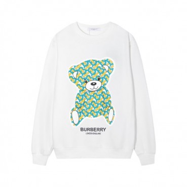 버버리 남/녀 크루넥 화이트 맨투맨 - Burberry Unisex White Tshirts 