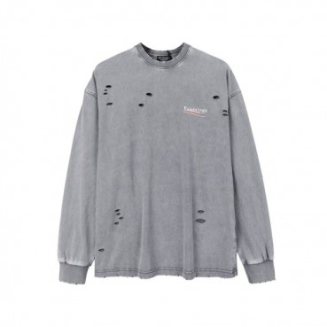 발렌시아가 남성 캐쥬얼 그레이 맨투맨 - Mens Gray Tshirts 