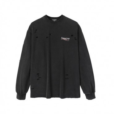 발렌시아가 남성 캐쥬얼 블랙 맨투맨 - Mens Black Tshirts 