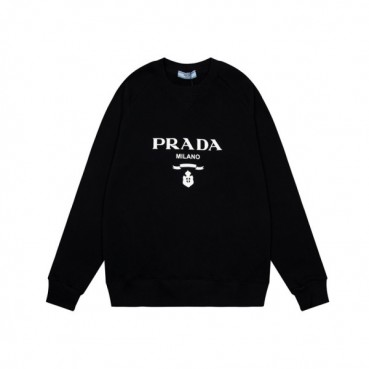 프라다 남자 크루넥 블랙 맨투맨 - Prada Mens Black Tshirts 