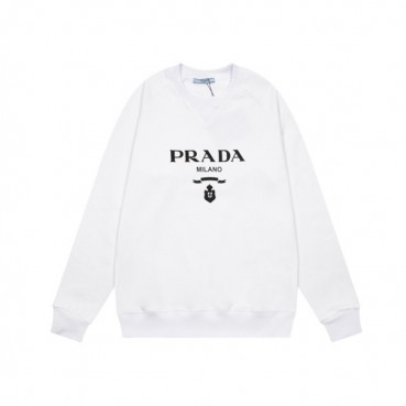 프라다 남자 크루넥 화이트 맨투맨 - Prada Mens White Tshirts 