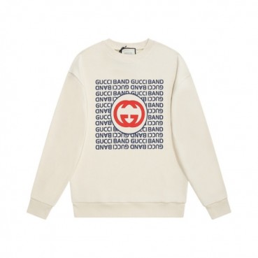 구찌 남/녀 캐쥬얼 아이보리 맨투맨 - Unisex Ivoy Tshirts 