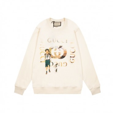 구찌 남/녀 캐쥬얼 아이보리 맨투맨 - Unisex Ivory Tshirts 