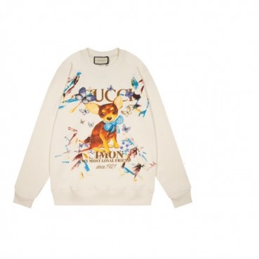 구찌 남/녀 캐쥬얼 아이보리 맨투맨 - Unisex Ivory Tshirts 