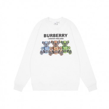 버버리 남/녀 크루넥 화이트 맨투맨 - Unisex White Tshirts 