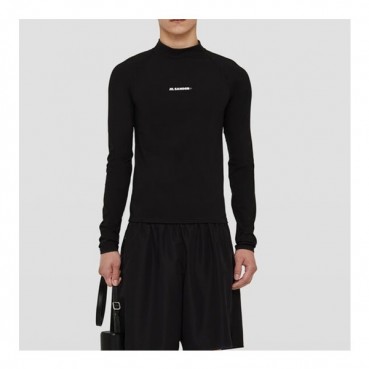 질샌더 남성 클래식 블랙 긴팔티 - Mens Black Tshirts 