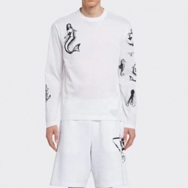 프라다 남자 크루넥 화이트 맨투맨 - Prada Mens White Tshirts 