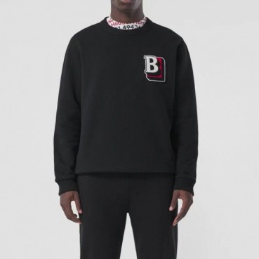 버버리 남자 크루넥 블랙 맨투맨 - Mens Black Tshirts 