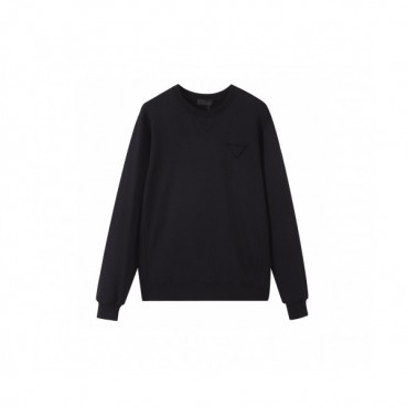 Prada  Unisex Crew-neck Cotton Tshirts Black 