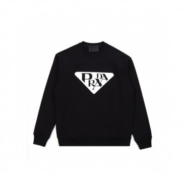 Prada  Mens Crew-neck Cotton Tshirts Black 