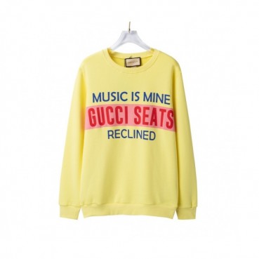 Gucci  Unisex Logo Crew-neck Cotton Tshirts Yellow 