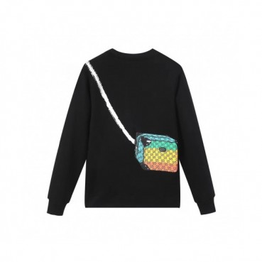 Gucci  Unisex Logo Crew-neck Cotton Tshirts Black 