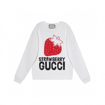 Gucci  Unisex Logo Crew-neck Cotton Tshirts White 