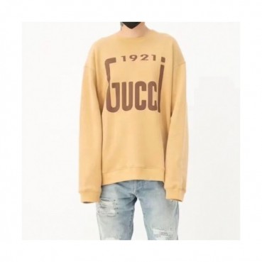 Gucci  Mm/Wm Logo Crew-neck Cotton Tshirts Camel 