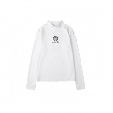 Chanel  Womens Crew-neck Logo Cotton Tshirt White 
