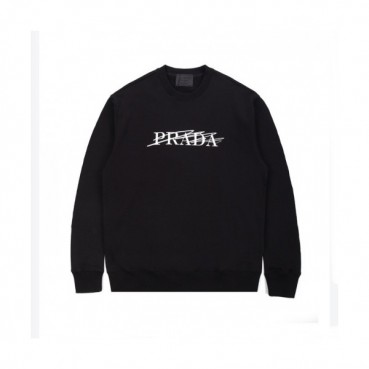 Prada  Mens Crew-neck Cotton Tshirts Black 