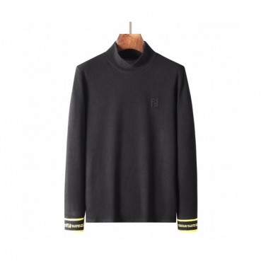Fendi  Mens Logo Crew-neck Cotton Tshirts Black 