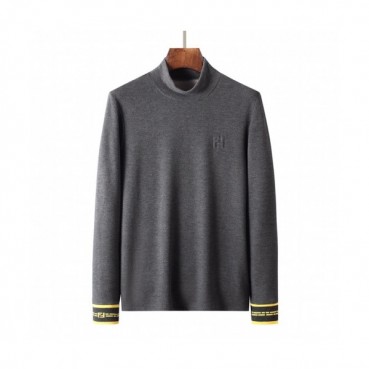 Fendi  Mens Logo Crew-neck Cotton Tshirts Gray 