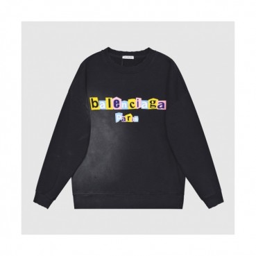 Balenciaga  Mens Logo Crew-neck Cotton Tshirts Black 