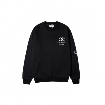 Chanel  Mm/Wm Crew-neck Logo Cotton Tshirt Black 