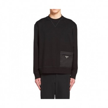 Prada  Mens Crew-neck Cotton Tshirts Black 