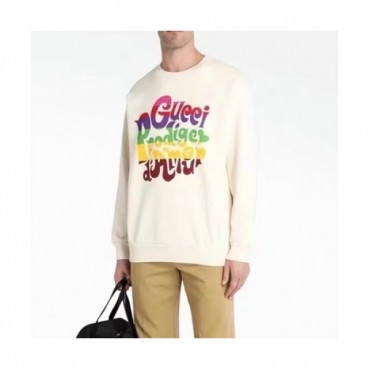 Gucci  Womens Logo Crew-neck Cotton Tshirts Ivory 